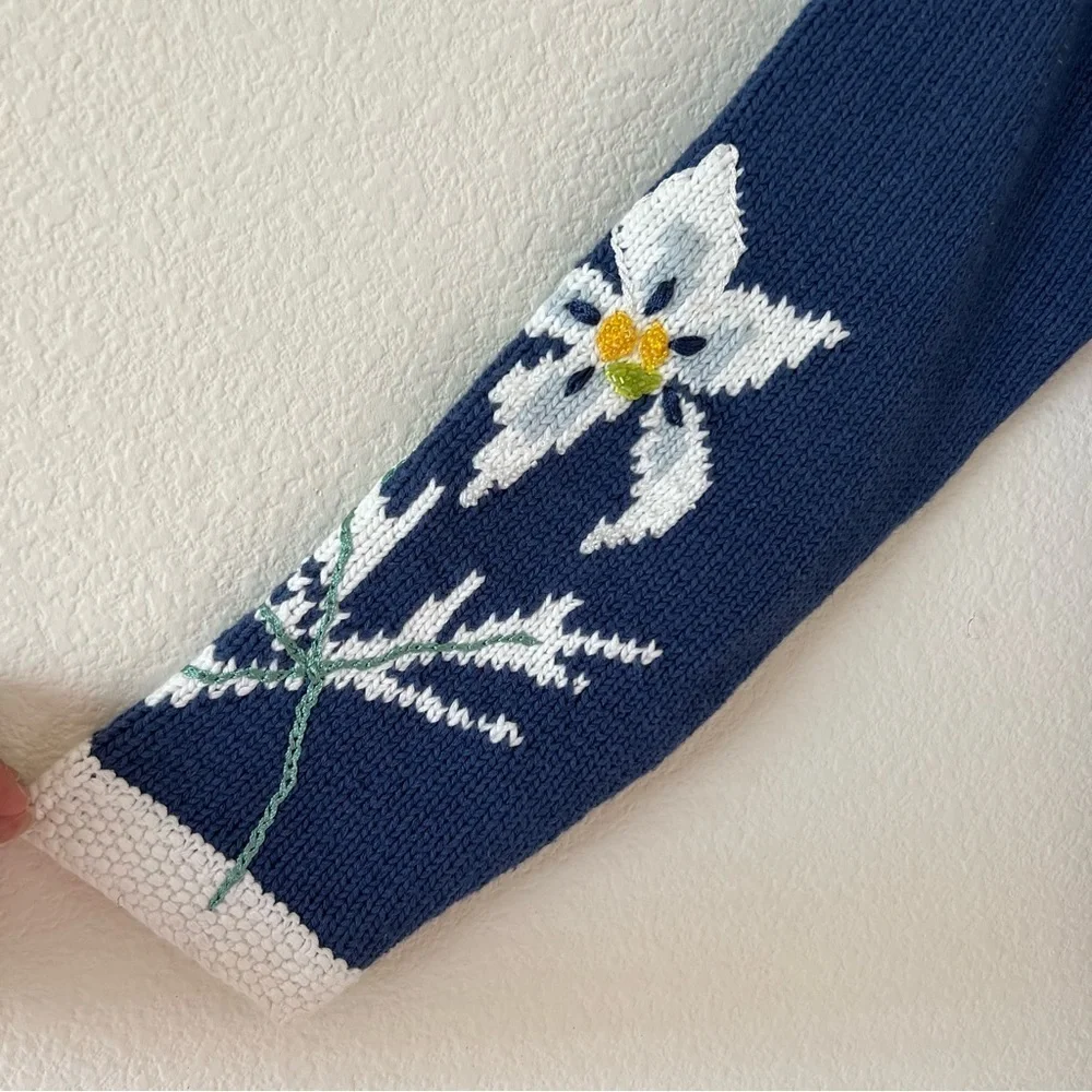 Storybook Knits Celestial Blooms Vintage 90s Floral Embroidered Cardigan S - Picture 9 of 16